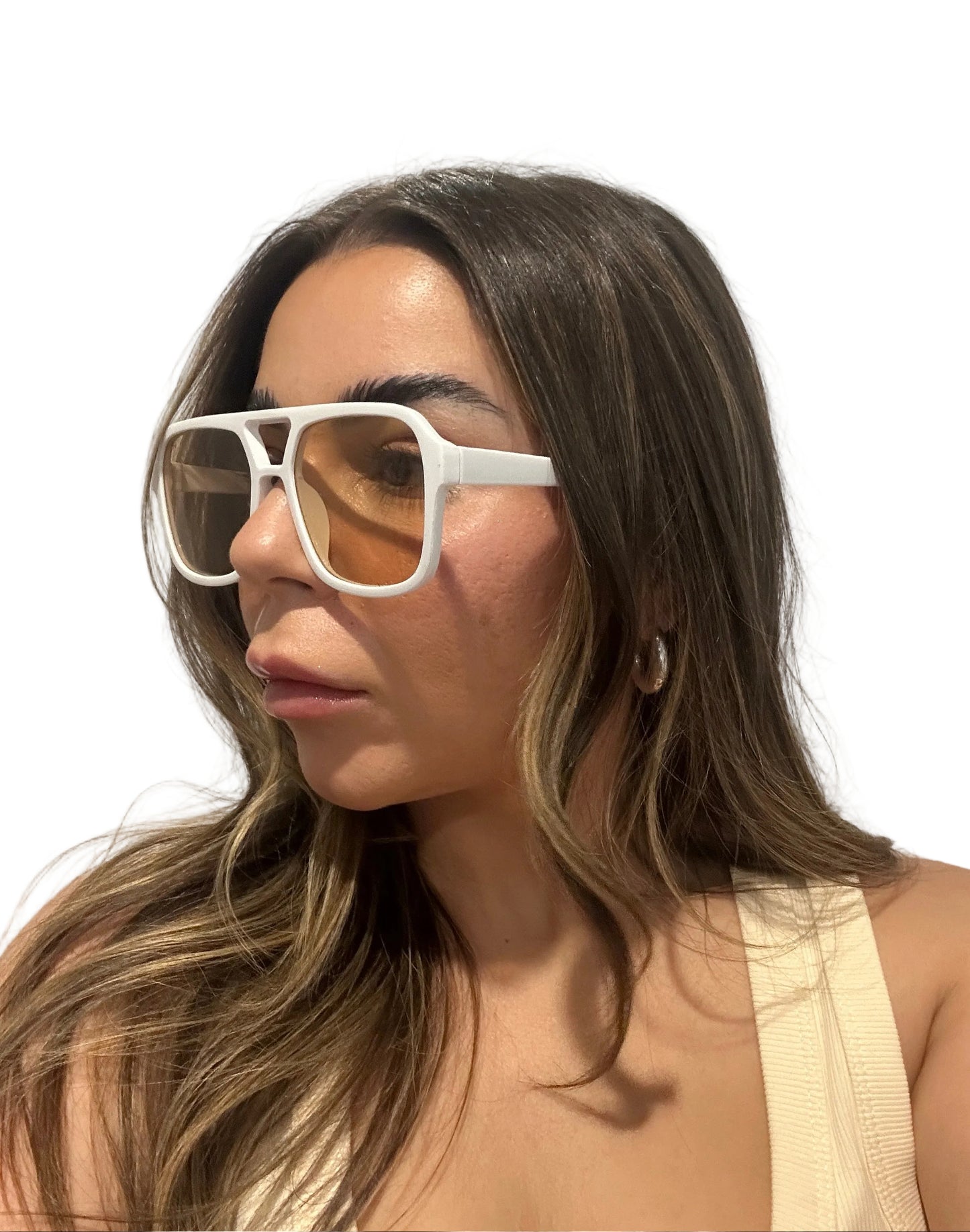 AURA VISION SUNGLASSES - WHITE/BROWN