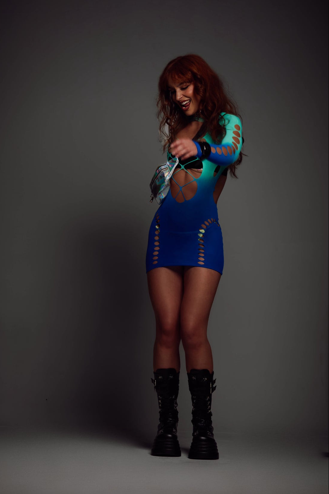 MISHA OMBRE MINI DRESS (AQUA)
