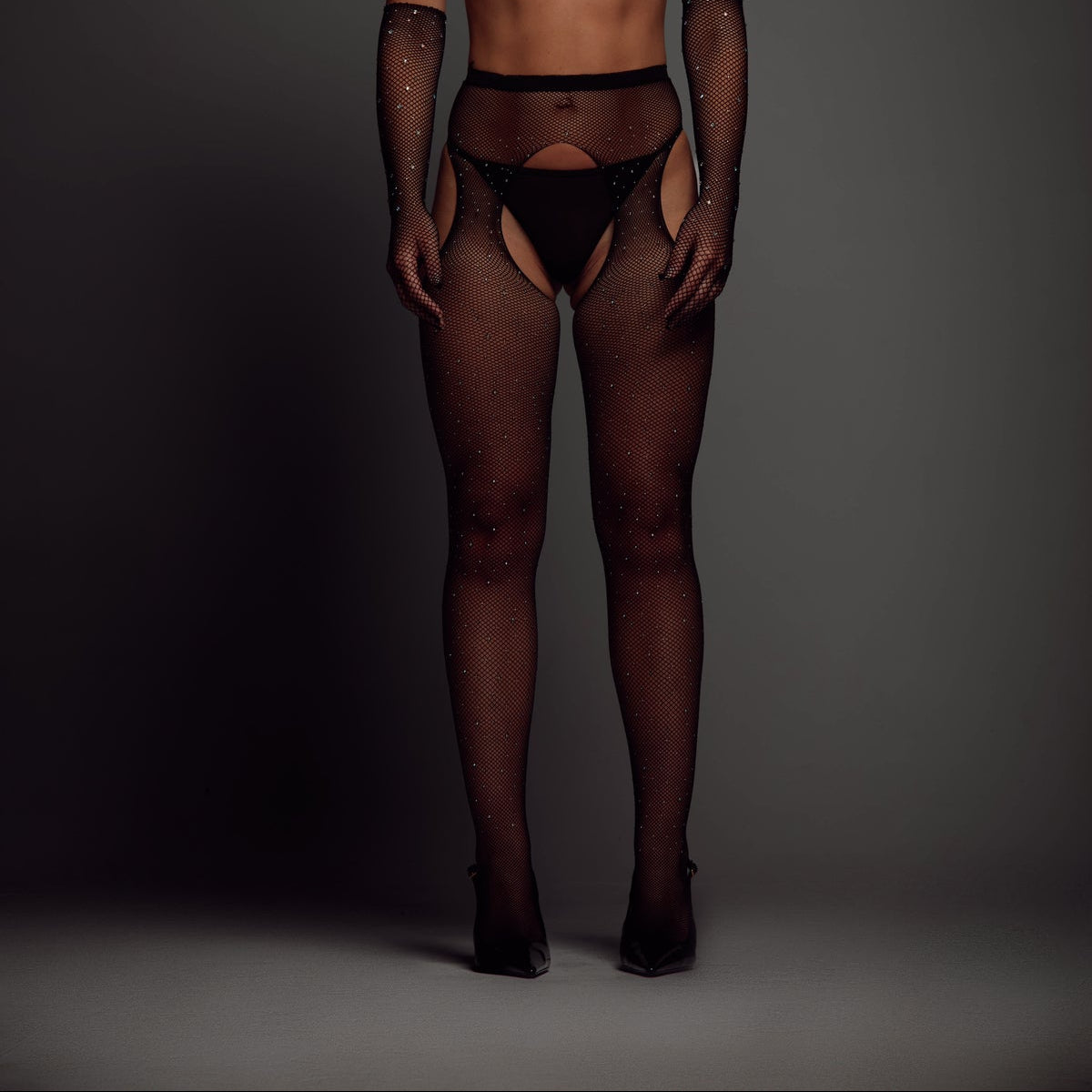 CHEEKY - DIAMANTE SUSPENDER STOCKINGS