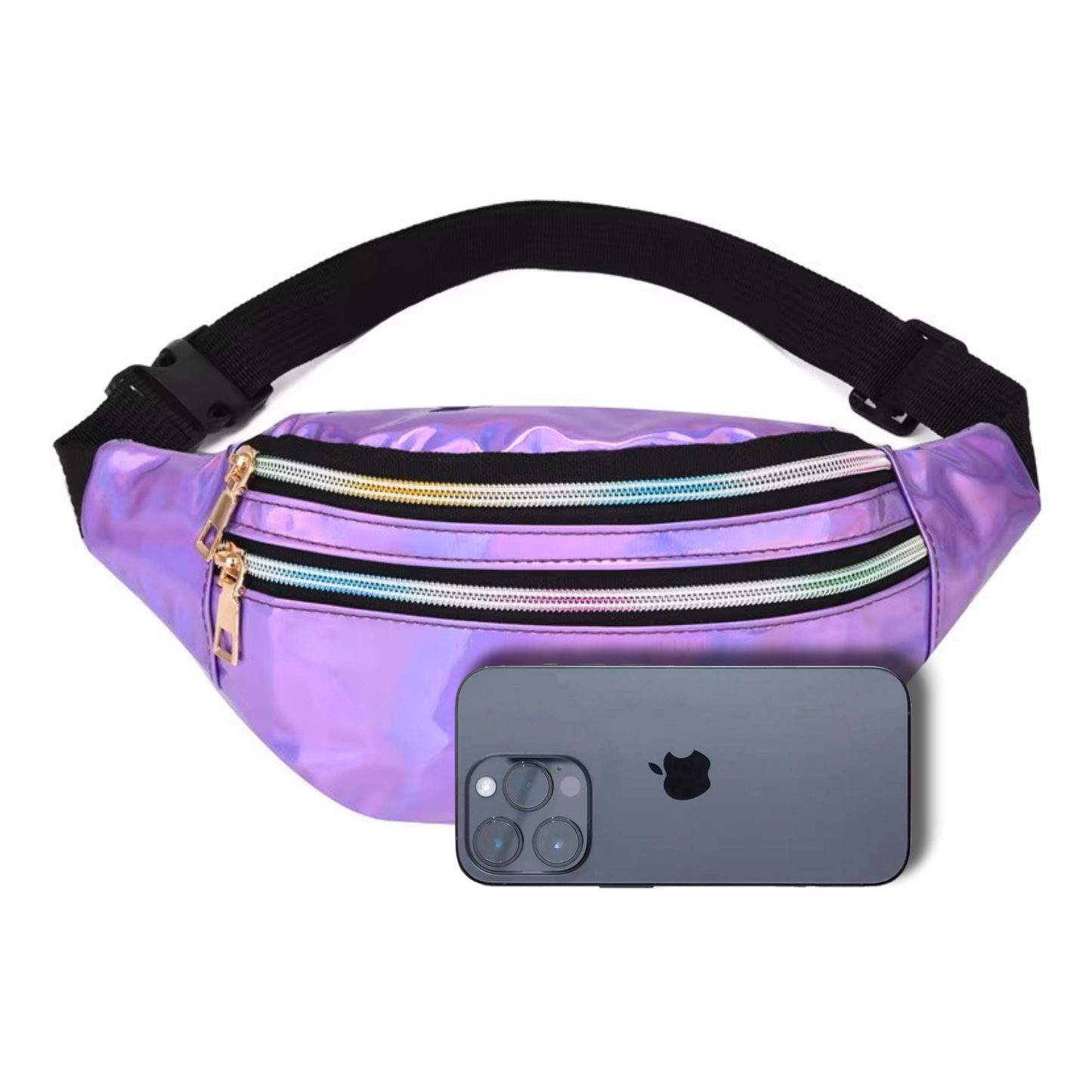 BADDIE BELT - HOLOGRAPHIC FANNY PACK (PURPLE)