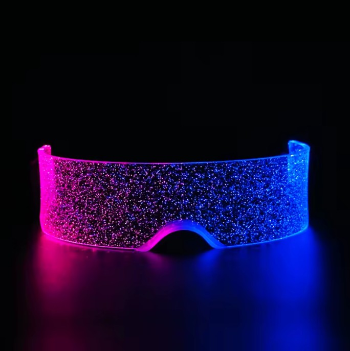 ELEKTRA - GLITTER FRAME LED RAVE GLASSES (7-COLOUR GLOW)