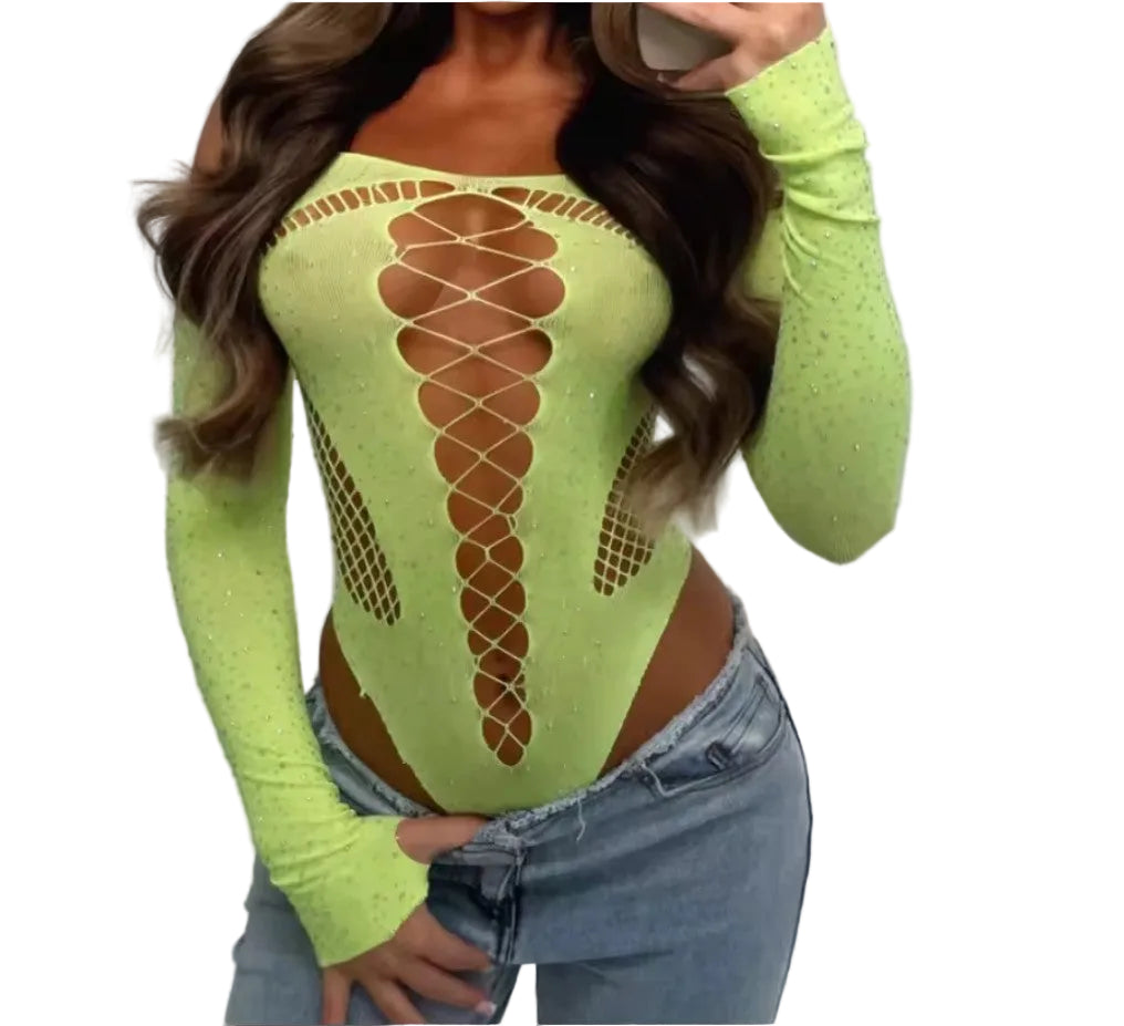 FREYA - MESH LEOTARD (GREEN)