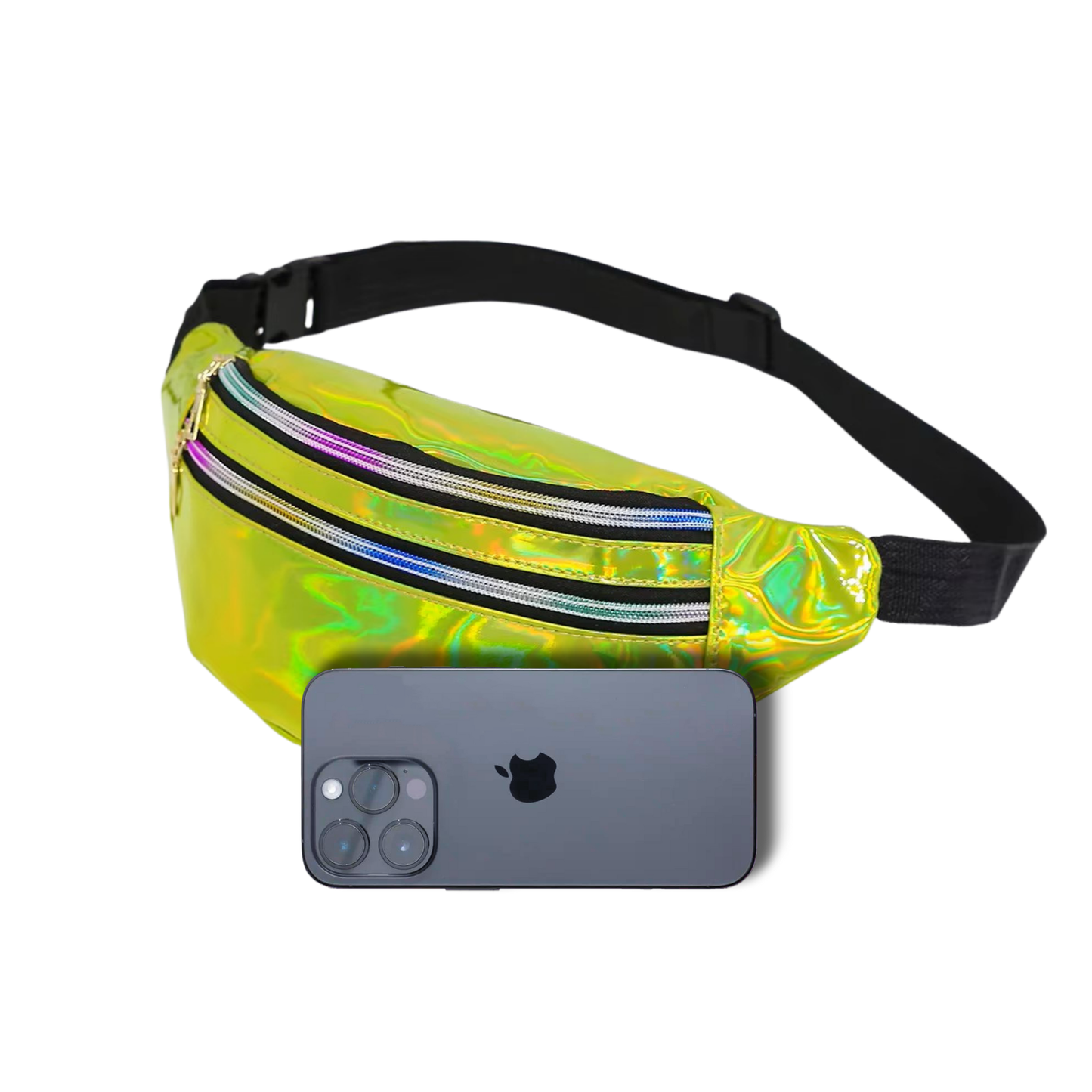 BADDIE BELT - HOLOGRAPHIC FANNY PACK (NEON YELLOW)