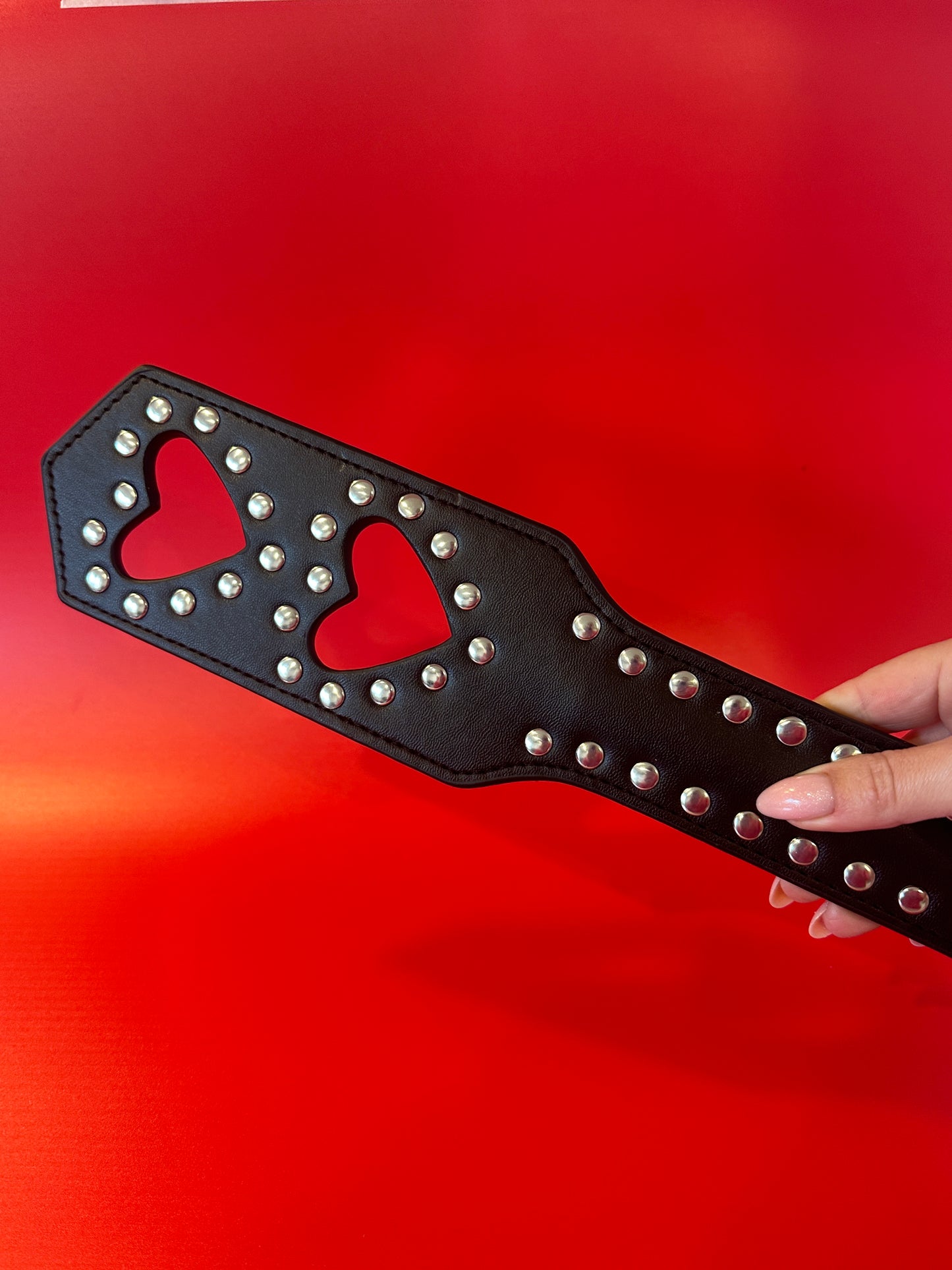 GOOD GRL - BLACK STUDDED HEART PADDLE