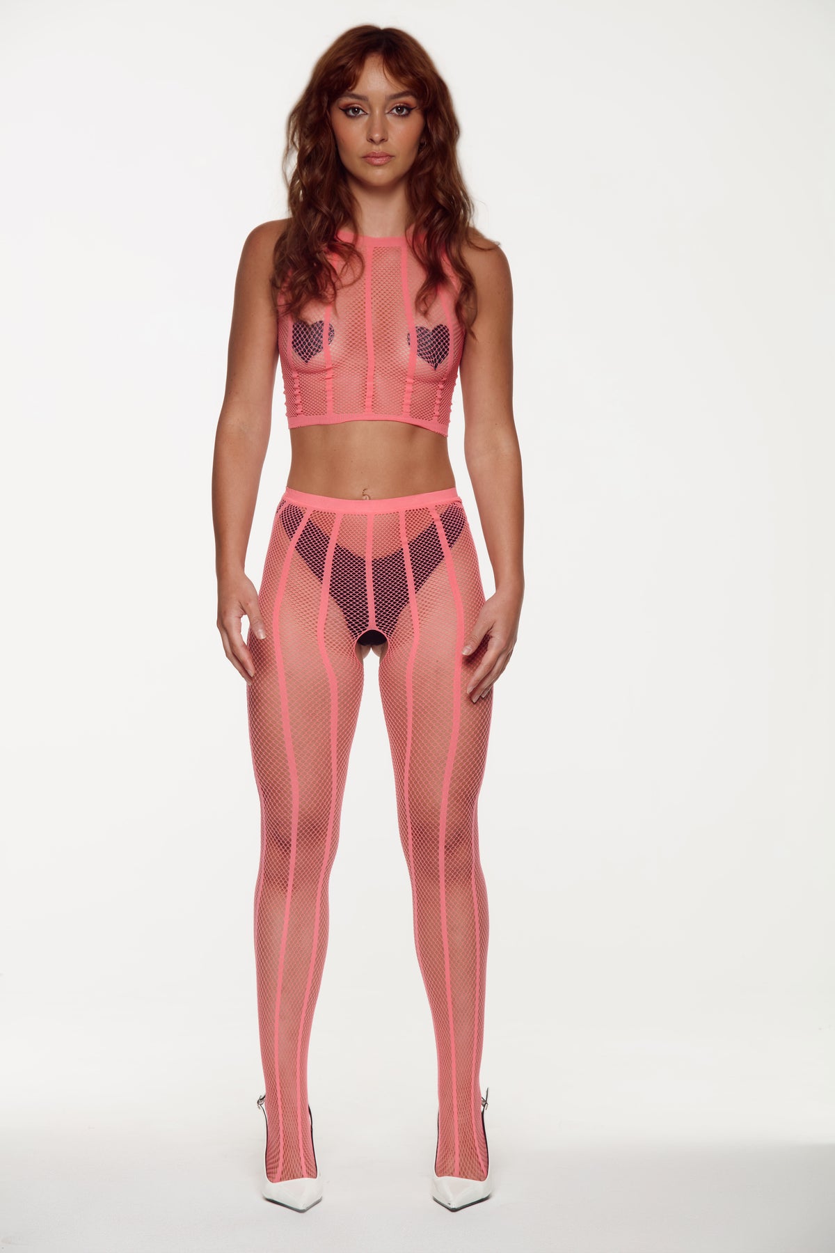 MISS PEACH - TWO-PIECE MESH BODY STOCKING SET