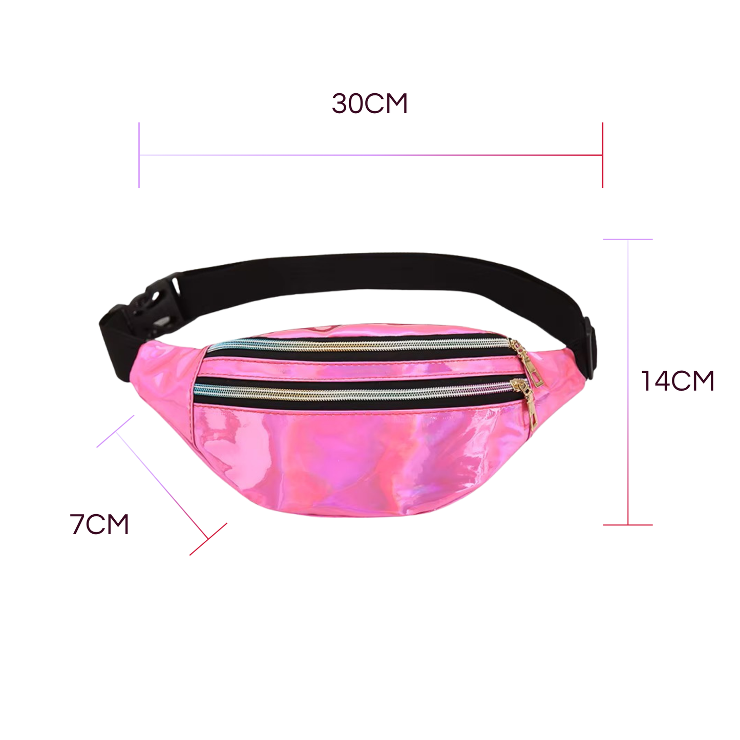 BADDIE BELT - HOLOGRAPHIC FANNY PACK (PINK)