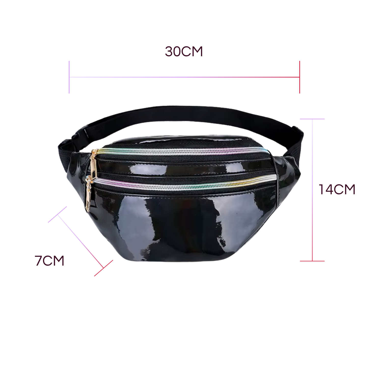 BADDIE BELT - HOLOGRAPHIC FANNY PACK (BLACK)