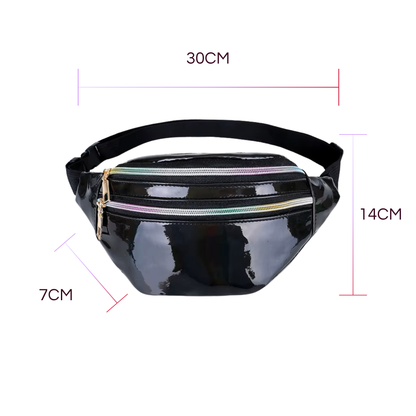 BADDIE BELT - HOLOGRAPHIC FANNY PACK (BLACK)