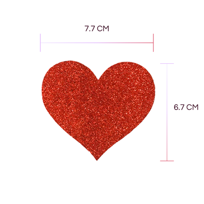 SHIMMER HEART NIPPLE PASTIES (RED)