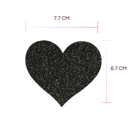 SHIMMER HEART NIPPLE PASTIES (BLACK)