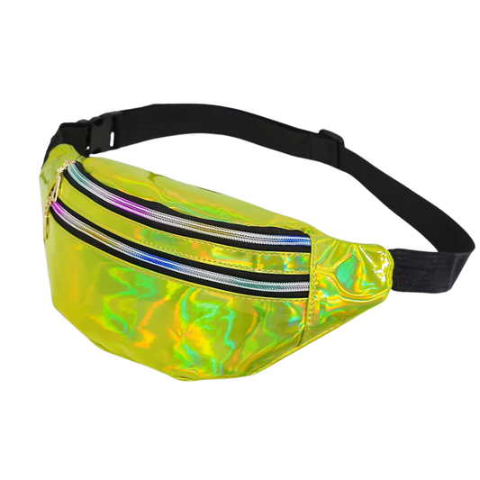 BADDIE BELT - HOLOGRAPHIC FANNY PACK (NEON YELLOW)