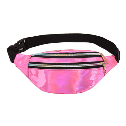 BADDIE BELT - HOLOGRAPHIC FANNY PACK (PINK)