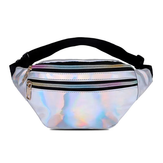 BADDIE BELT - HOLOGRAPHIC FANNY PACK (SILVER)