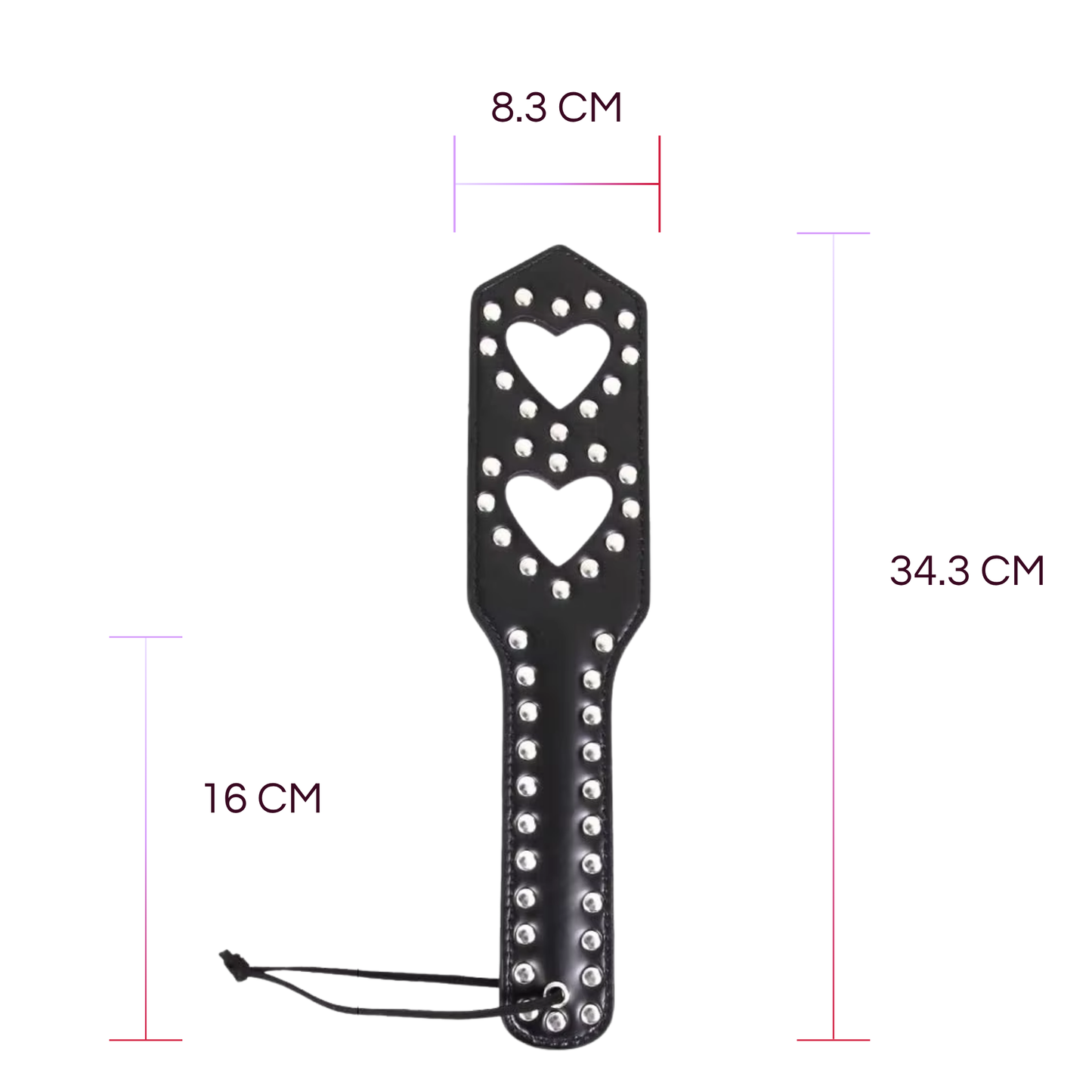 GOOD GRL - BLACK STUDDED HEART PADDLE