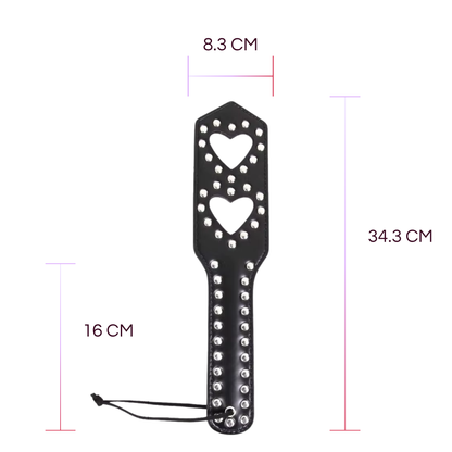 GOOD GRL - BLACK STUDDED HEART PADDLE