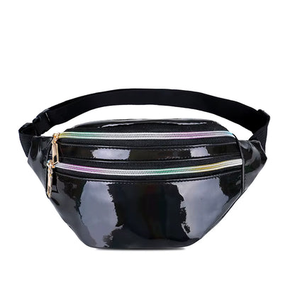 BADDIE BELT - HOLOGRAPHIC FANNY PACK (BLACK)