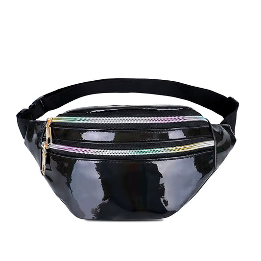 BADDIE BELT - HOLOGRAPHIC FANNY PACK (BLACK)