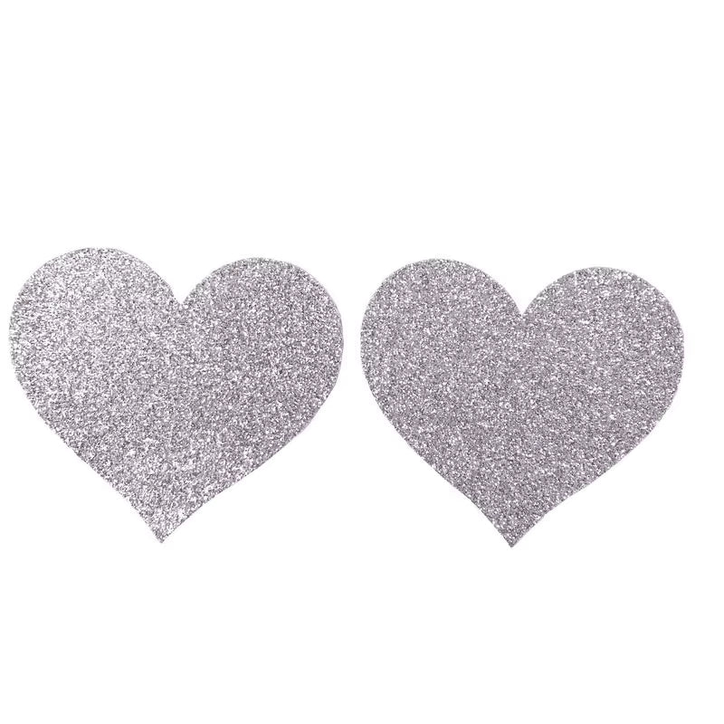 SHIMMER HEART NIPPLE PASTIES (SILVER)