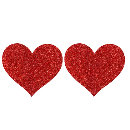 SHIMMER HEART NIPPLE PASTIES (RED)