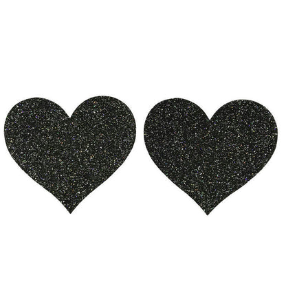 SHIMMER HEART NIPPLE PASTIES (BLACK)