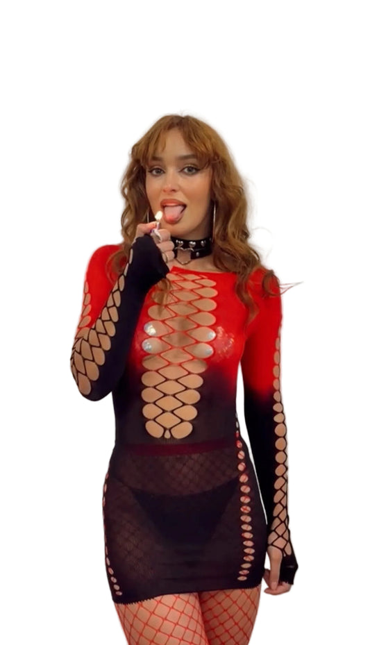 MISHA - OMBRE MINI DRESS (RED)