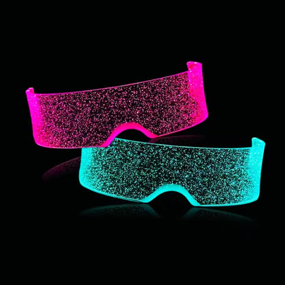ELEKTRA - GLITTER FRAME LED RAVE GLASSES (7-COLOUR GLOW)