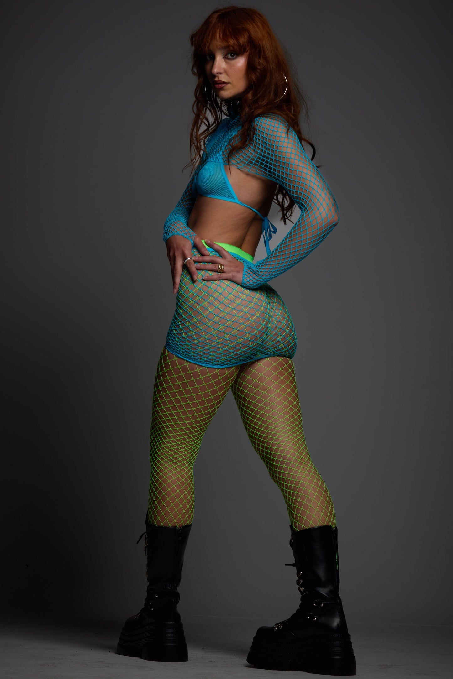 ESSENTIAL - FISHNET STOCKINGS (NEON GREEN)