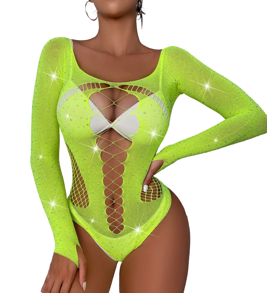 FREYA - MESH LEOTARD (GREEN)